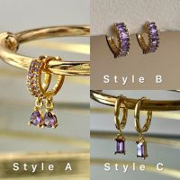 Goldene Ohrringe mini Creolen Geburtsstein Piercing Amethyst lila Nordrhein-Westfalen - Datteln Vorschau