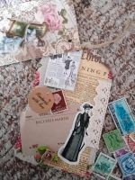 2 Vintage Hang Tags Tagebuch Scrapbook mit 50 alten Briefmarken Thüringen - Erfurt Vorschau