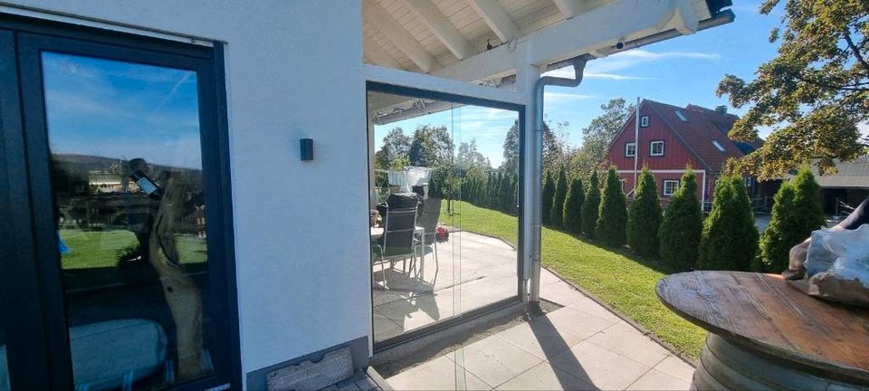 Glasschiebewand 10 mm ESG günstig € 399 , kleine ( unsichtbare) Lackfehler, Glasschiebewände für Terrassendach Rahmenlose Terrassentüren in Osterode am Harz