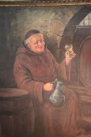 Original Ölgemälde auf Leinwand - Mönch mit Weinglas - signiert Köln - Raderberg Vorschau
