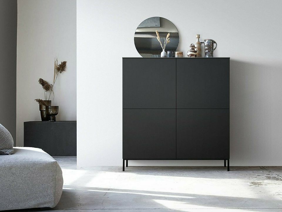 Highboard 120 cm in Schwarz lackiert inklusive Versand-Xenia NEU in Nahe