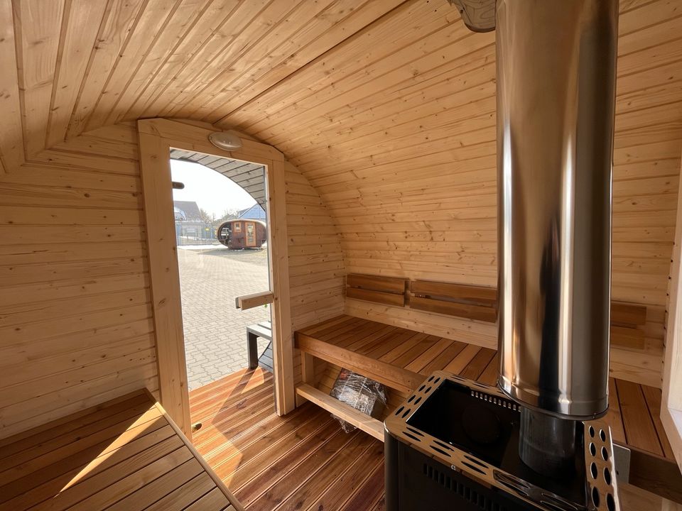 Fasssauna 3x2.37m BimSchV2 Gartensauna Fass Sauna Aussen Harvia in Stuhr