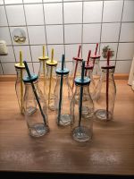 Neu 10 Glasflaschen mit Trinkhalme mit Deckel Sachsen-Anhalt - Diesdorf Vorschau