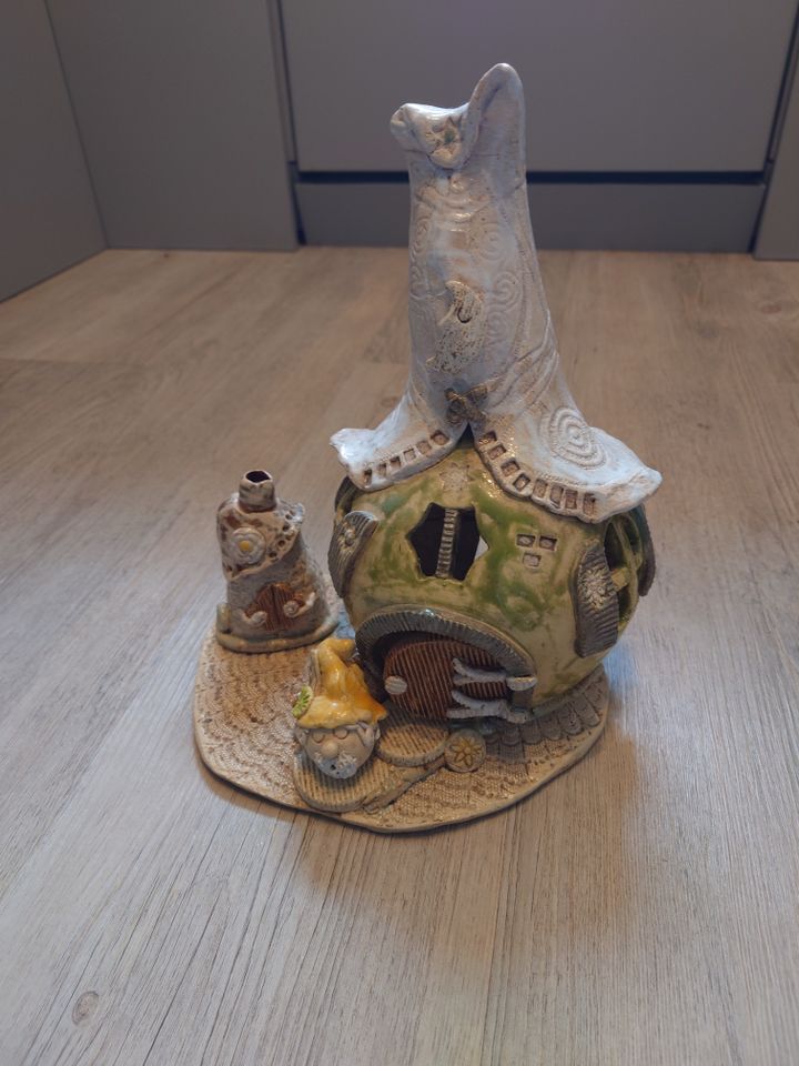 Handmade Keramik Räucherofen+WichtelHaus f.Teelicht 27x23cm groß in Thermalbad Wiesenbad