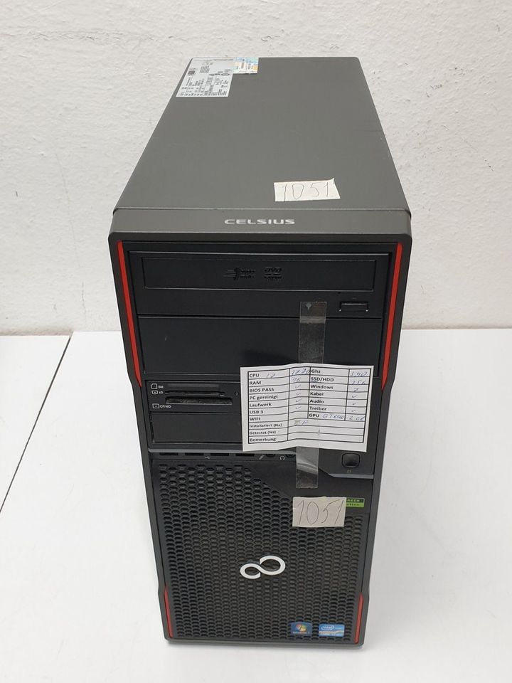 Fujitsu CELSIUS Windows 7 Gamer PC 256GB SSD 16GB i7-3770 GT 640 in Fellbach