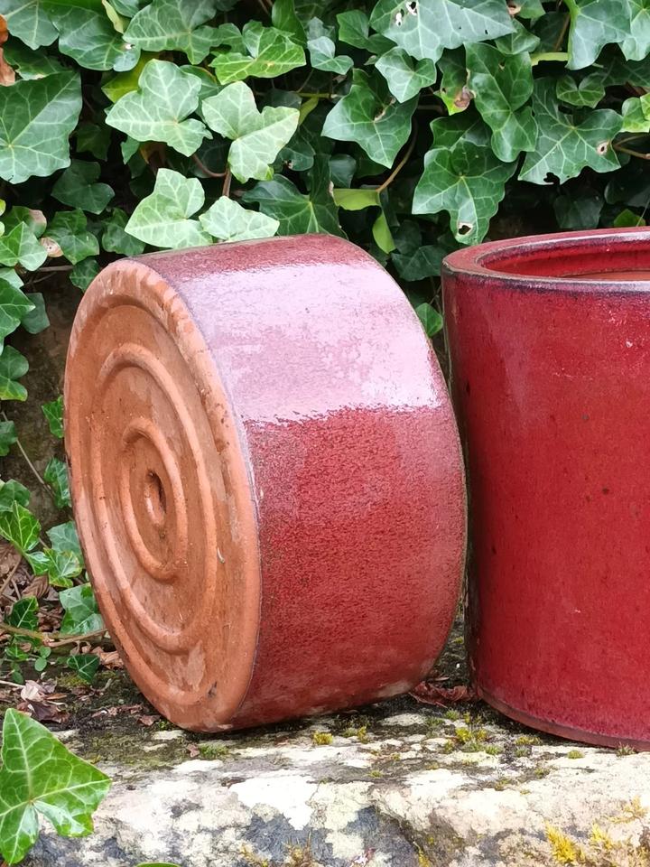 2  x  Pflanzkübel ° D=28 cm ° glasierte Keramik ° frostbeständig in Eberbach