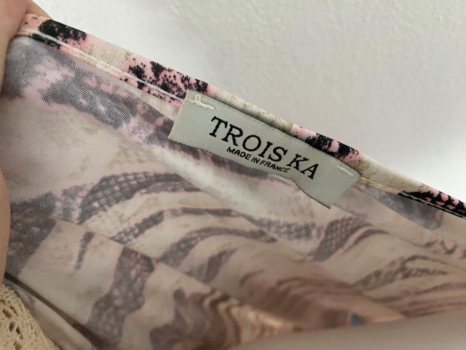 TROIS KA Tunika Kleid Animal-Print Perlen Swarovski Lurex beige in Duisburg