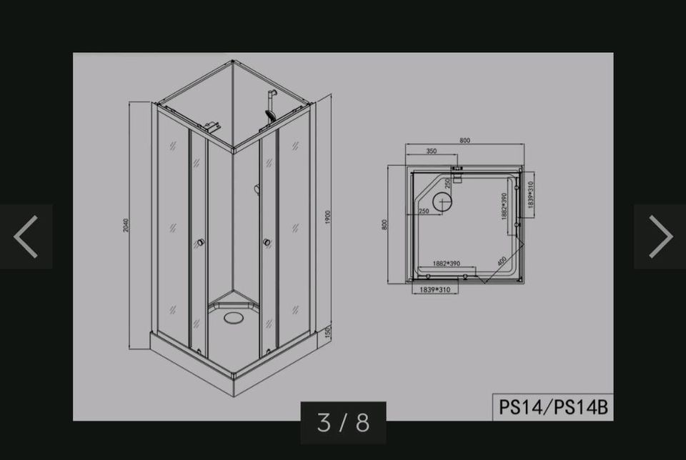 Komplettduschkabine FORTE 90 x 90 x 203 - Eckeinstieg in Meerbusch