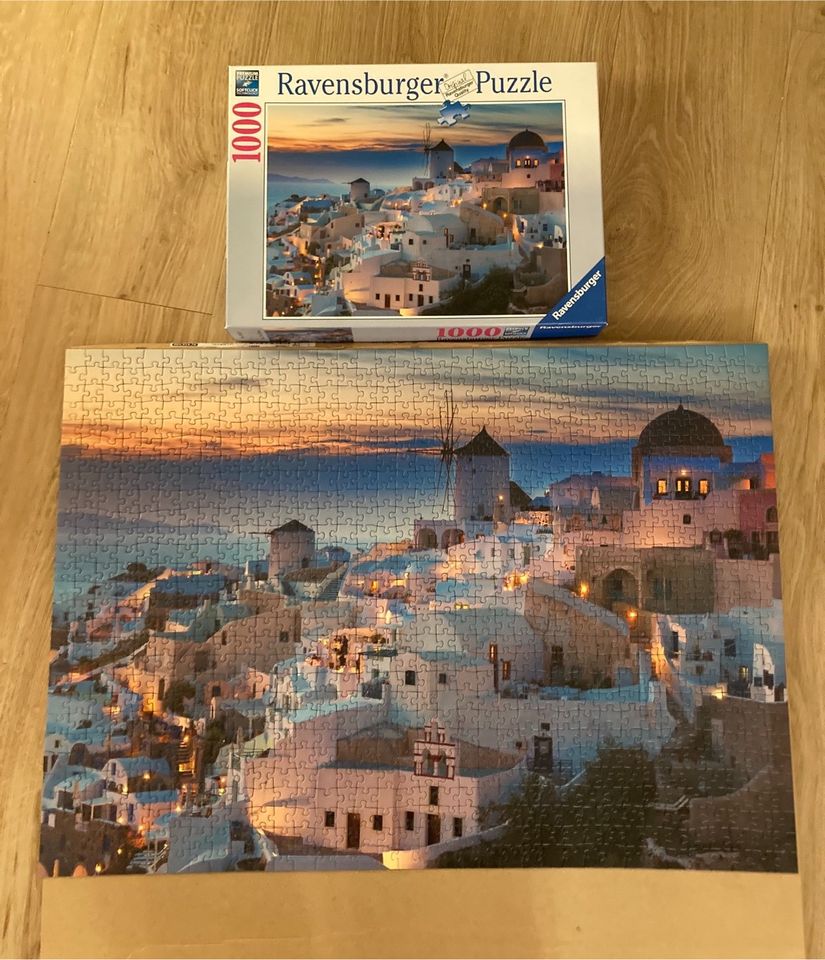 Puzzle 1000 Teile „Abend über Santorini“, Griechenland in Frankenberg (Eder)