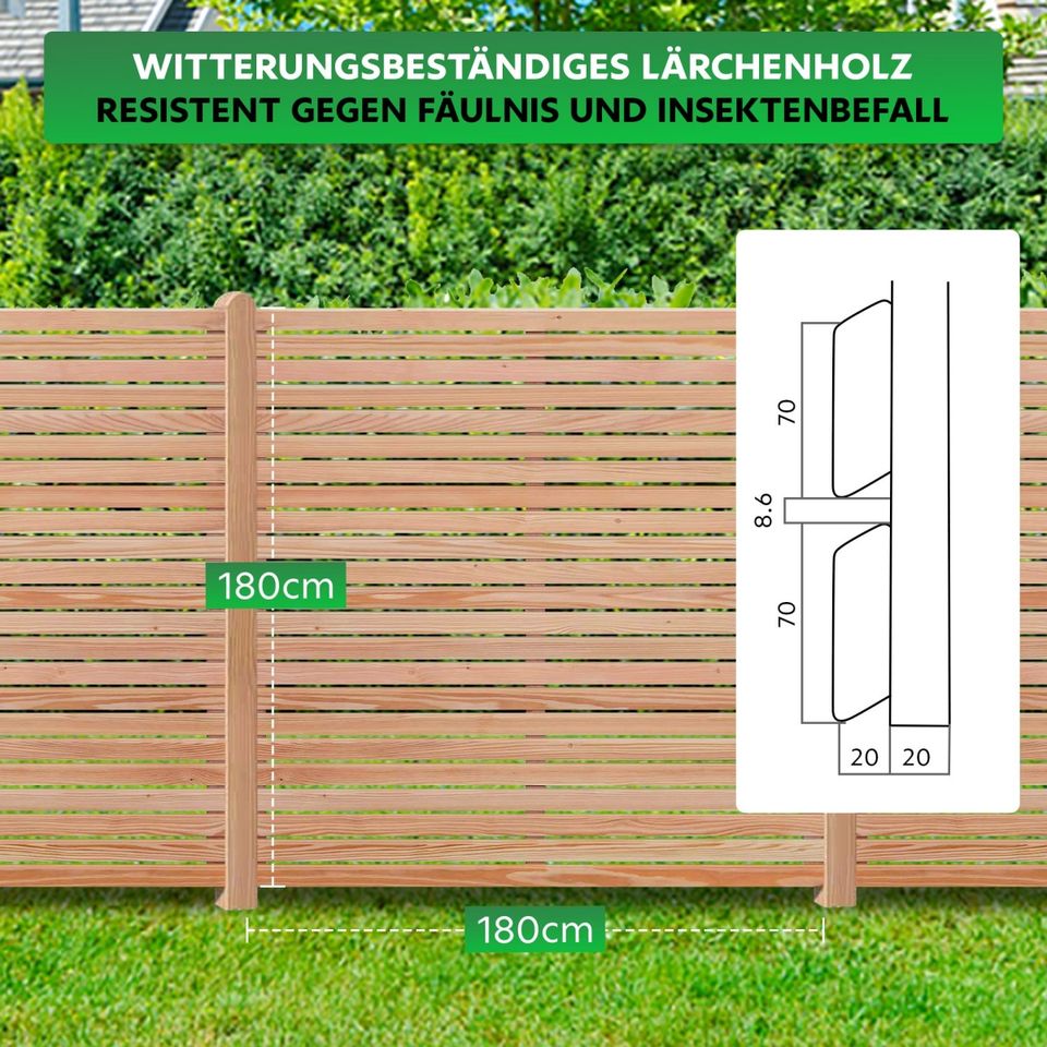 Endorphin Rhombus-Sichtschutzzaun | 7x Elemente & 8x Holzpfosten in Lübbecke 