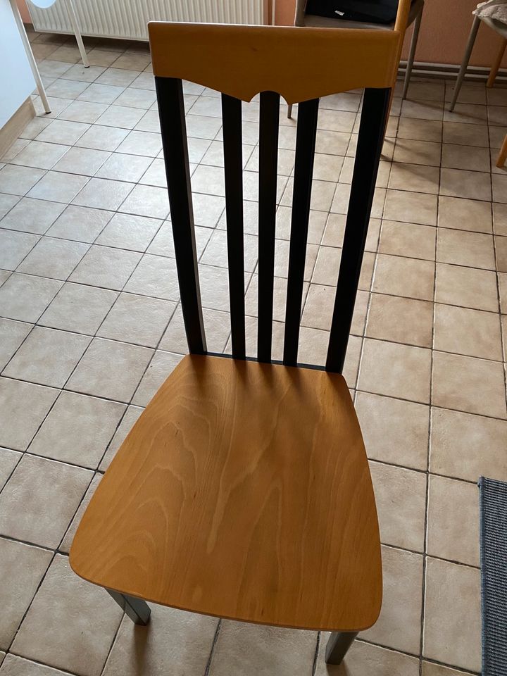 4 Esszimmer-Stühle, Holz schwarz-Buche, sehr gepflegt in Schwarzheide