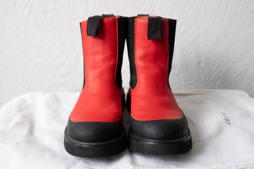 Old Céline Phoebe Philo Rote Leder Chelsea Country Boots 39.5 in Saarbrücken