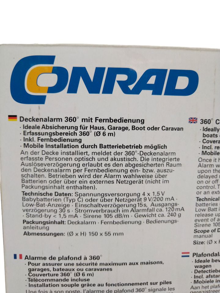 Conrad Mini Alarmanlage mit Fernbedienung 360° Deckenalarm B-Ware in Velbert