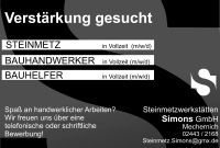 Bauhelfer/ Quereinsteiger/ Steinmetz/ Job/ Stelle/ Arbeit/ Azubi Nordrhein-Westfalen - Mechernich Vorschau