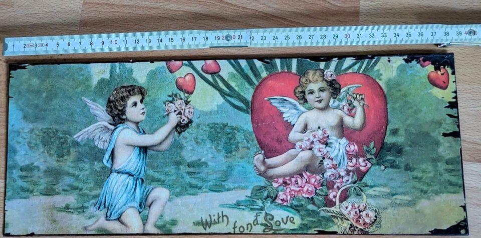 Valentinstag Romantisches Vintage Blechschild Engel "with love" in Dresden