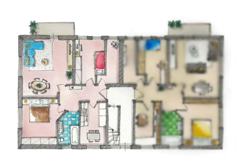 3-Zimmer Erdgeschosswohnung in einem 4-Familienhaus mit Garten und Stellplatz / Fernwärme in Ludwigslust