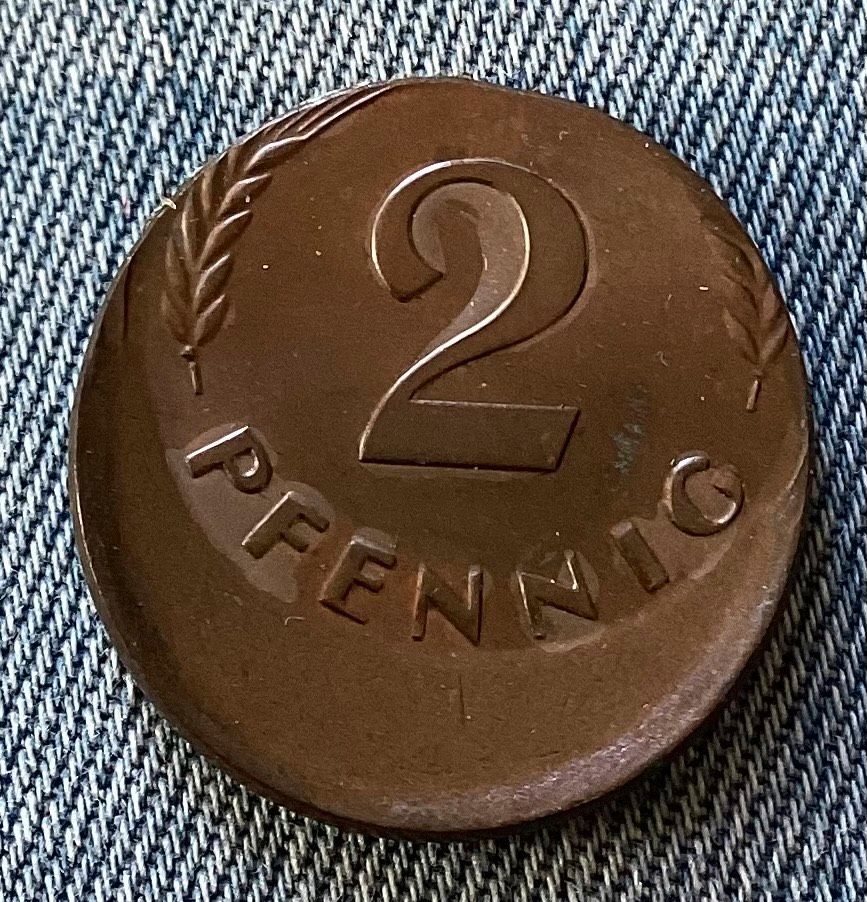 2 Pfennig 1962 Fehlprägung stark dezentriert SELTEN in Bretzenheim