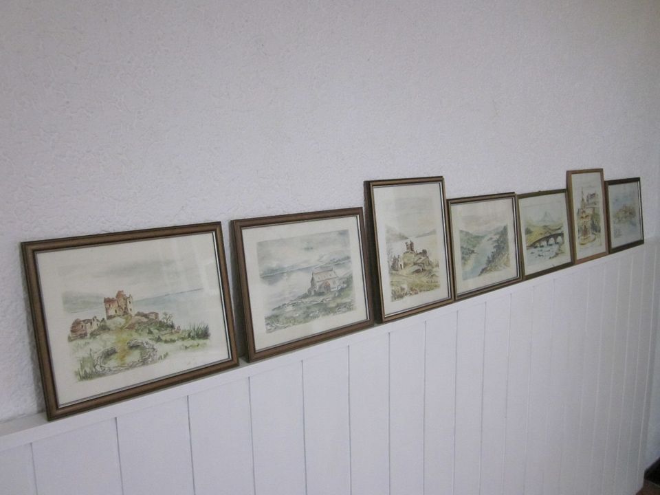 7 Stck Aquarelle signiert alle Motive Schottland/Hochland in St. Ingbert