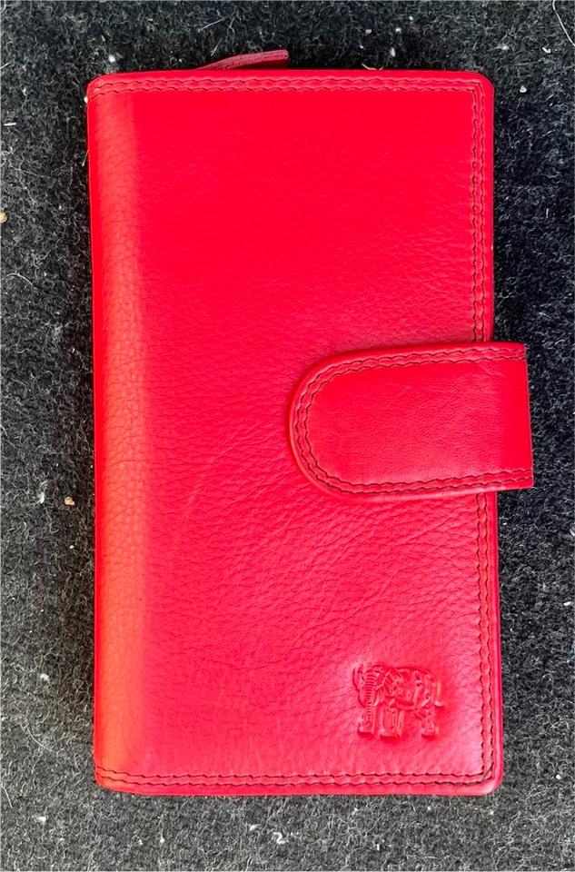 Echtleder Portemonnaies, Handmade, braun/schwarz/rot in Bramsche