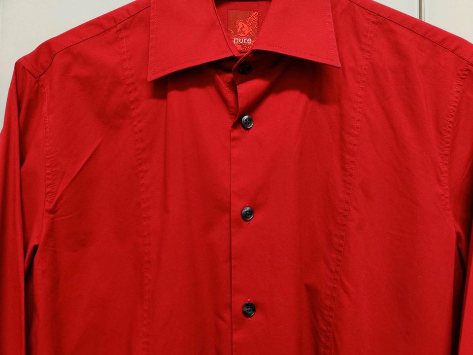 Pure Business Hemd Gr. M Rot Herrenhemd Anzugshemd Anzug Slim Fit in Ringgau