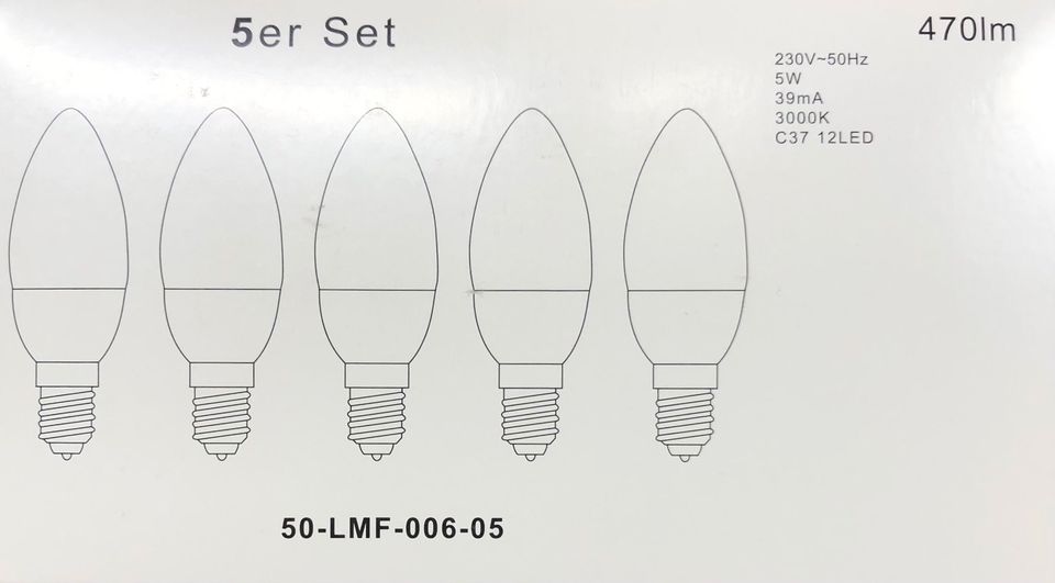 5er Set Kerzen LED Leuchtmittel/E14 in Werlte 