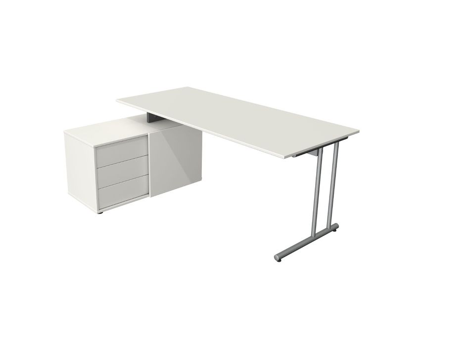 Schreibtisch mit Sideboard, B 180 x T 80 x H 75 cm, Farbe weiß in Springe