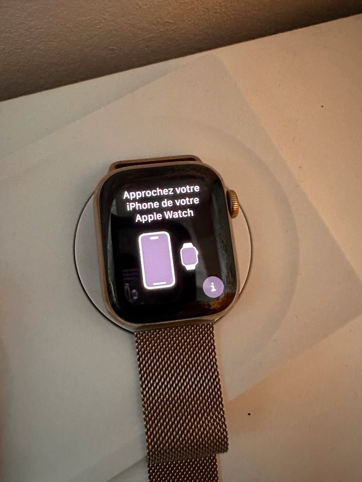 Apple Watch Serie 8, 41mm Gold milanaise armband GPS + Cellular in Frankfurt am Main
