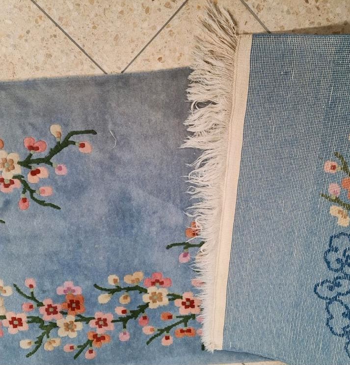 V) Teppich, Langer Läufer, China blau, Handgeknüpft in Frensdorf