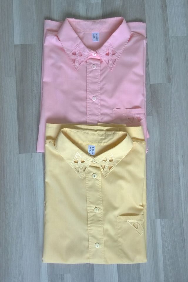 Bluse Hemd Oberteil 2er Set Kurzarm rosa hellgelb Gr. 50 Vintage in Berlin