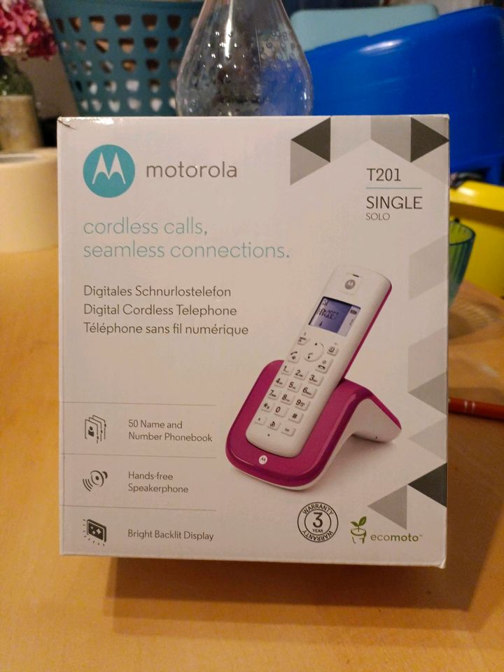 Motorola T 201 schnurloses Telefon violett mit OVP in Goch