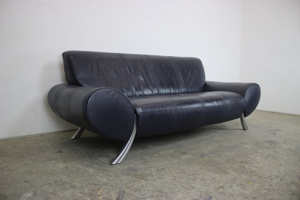 Rolf Benz Modell 545 Sofa Echtleder Dunkelblau Dreisitzer Couch in Berlin