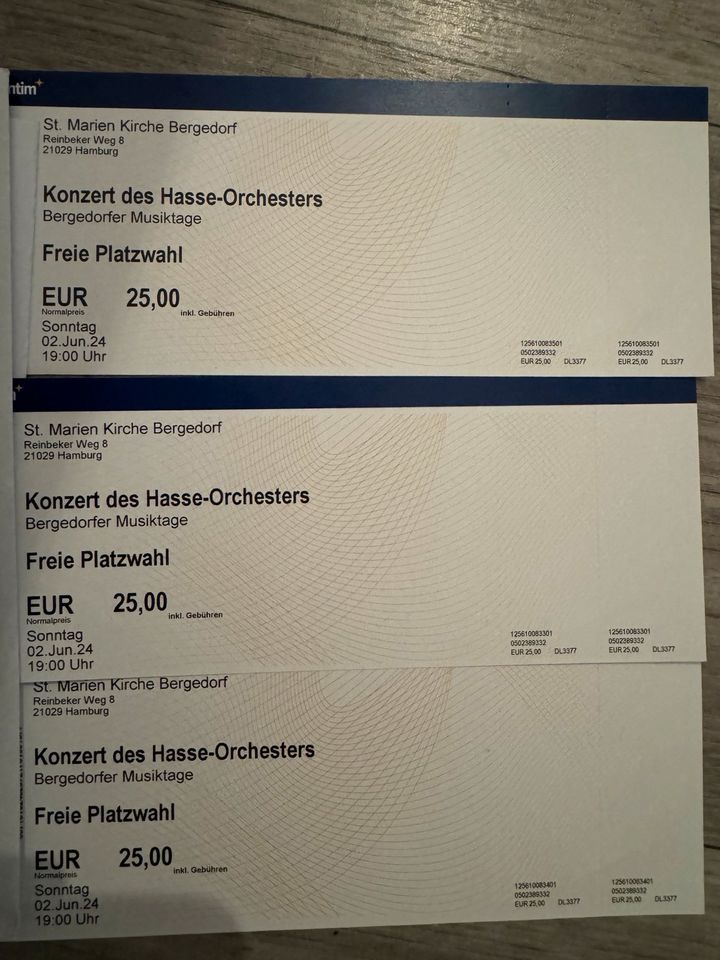Hasse Orchesters Konzert 3 Karten in Hamburg
