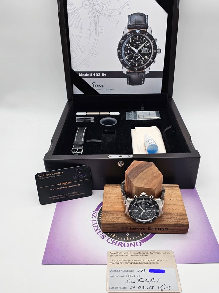 Sinn 103 Fliegerchronograph 1 von 2 Gewinneruhren Full Set in St. Wendel