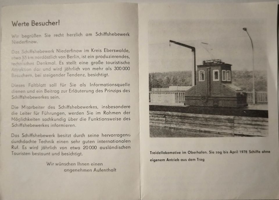 Altes Schiffshebewerk Niederfinow - Faltblatt v. 11-87 in Limbach-Oberfrohna