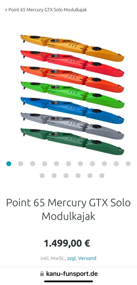 MERCURY  GTX Solo Point 65  Set Paddel Spritzdecke NEU in Leipzig