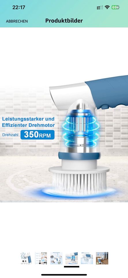 Reinigungsbürste Elektrisch Akku 4 austauschbaren Bürstenköpfen in Dessau-Roßlau