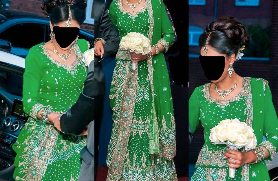 Indisches Brautkleid Set grün Hindi Lehenga Sari / Heena Abend in Hannover