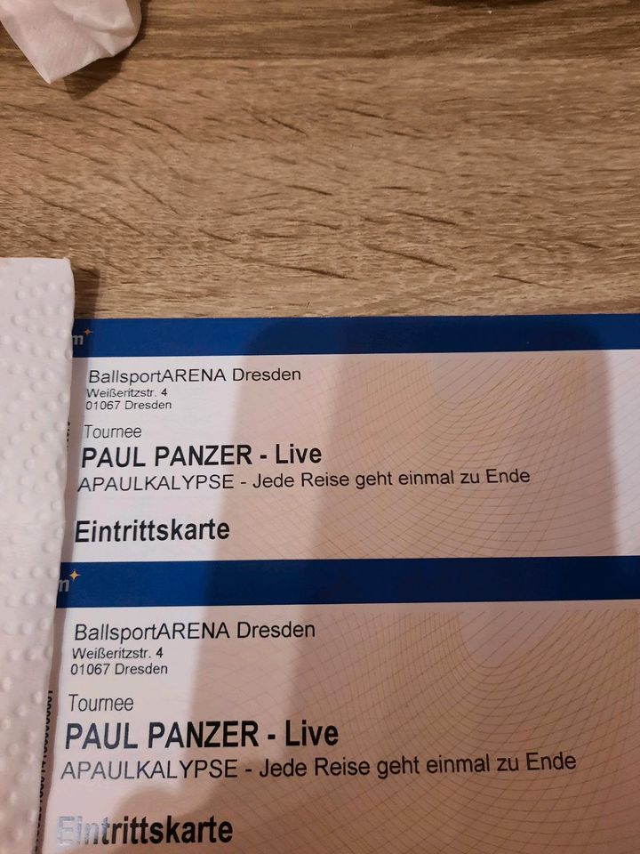 2× PAUL PANZER TICKETS FÜR Dresden am Samstag den  10 Mai 2025 in Voerde (Niederrhein)