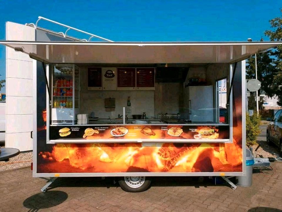 XXL Imbisswagen Imbissanhänger Grillwagen Verkaufswagen mieten zu vermieten leihen food truck zu vermieten street food anhänger  mobile küche Dönerwagen Crepes wagen Grillfest waffel Döner anhänger in Groß-Gerau