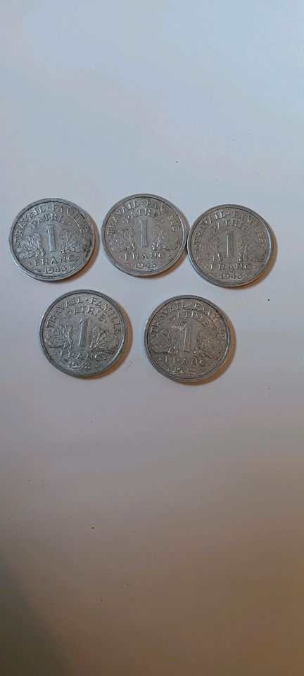 1 Franc Münzen 1943 in Kevelaer