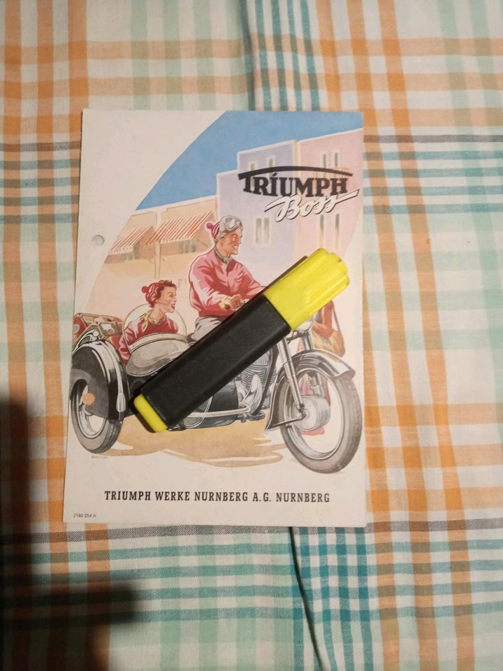 Oldtimer, Motorrad, Triumph, Prospekt in Meerane