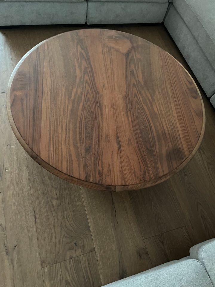 Couchtisch 110cm rund massiv Eiche Holz schwarz in Köln