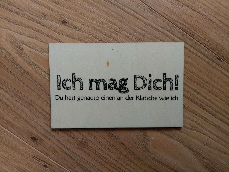 Holzpostkarte "Ich mag Dich!" Neu und unbenutzt in Sande