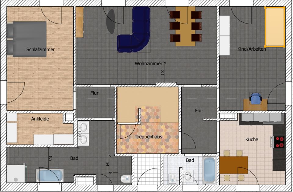 Modernisierte Erdgeschosswohnung mit 3 oder 4 Zimmern und EBK in Zwickau