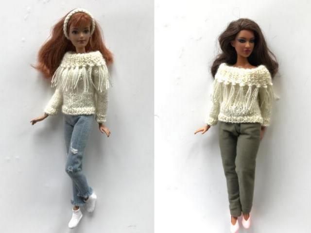 Barbie Curvy Kleidung,3St-Pullover.Neu.Handarbeit in Bad Nauheim