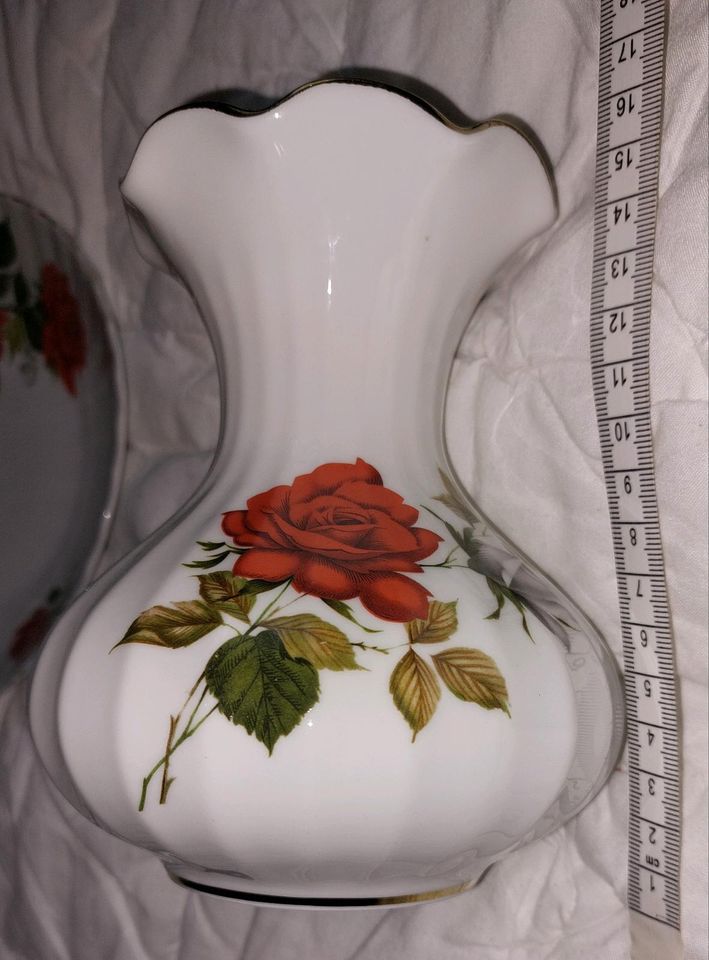 Retsch Porzellan Vase und Gebäckschale/ Rose in Tröstau