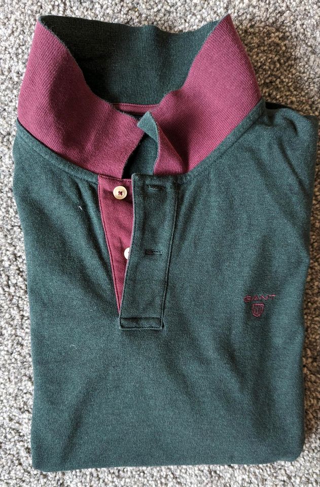 Gant Contrast Collar Shirt Poloshirt neu L Green burgundy in Pansdorf