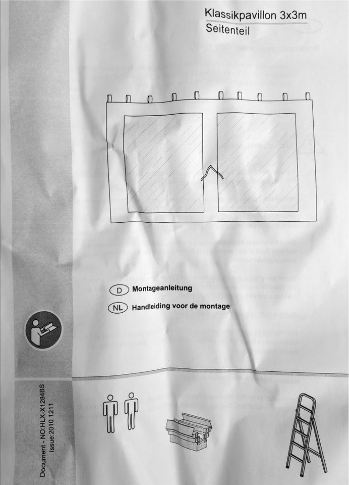 Seitenwand Pavillons der Größe 3x3m, Farbe: beige / Fenster 0001 in Niederdorfelden