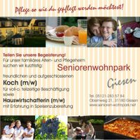 Hauswirtscherin o. Köchin (m/w) für Seniorenwohnpark gesucht Niedersachsen - Giesen Vorschau