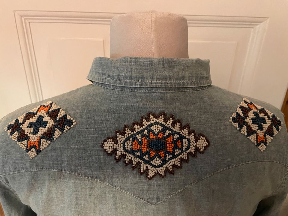 Ralph Lauren Jeanshemd Westernstyle mit Perlen Gr. L top in Marl